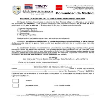 Convocatoria reunión familias 2º tr...