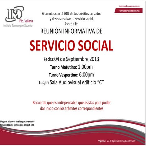 Convocatoria Servicio Social TEC Vallarta