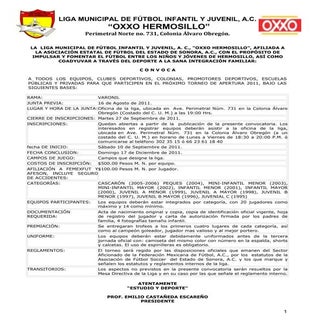 Convocatoria torneo de apertura 2011