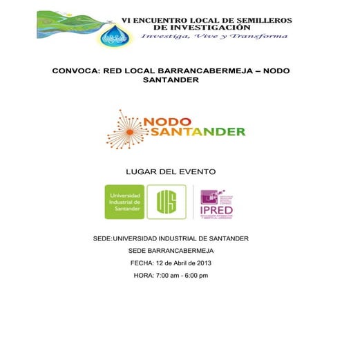 Convocatoria vi encuentro_local_semilleros_investigaciã²n_2013