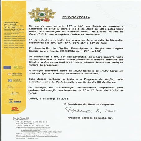 Convocatória 6 abril