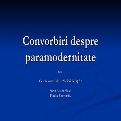 Convorbiri Despre Paramodernitate