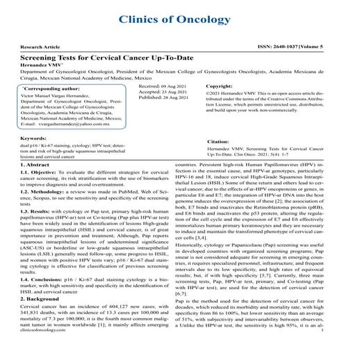 Screening Tests for Cervical Cancer Up-To-Date | PDF