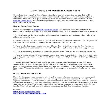 How To Cook Green Beans