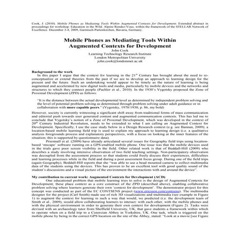 Cook Mobile Phones as Mediating Tools Within  Augmented Contexts for Development