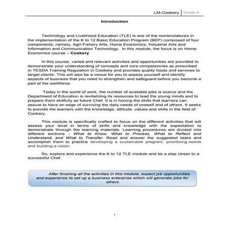 Learning Module Cookery G9