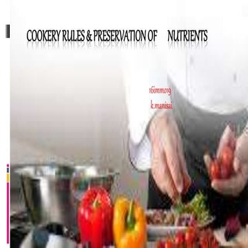 Cookery rules and preservation of nutrients