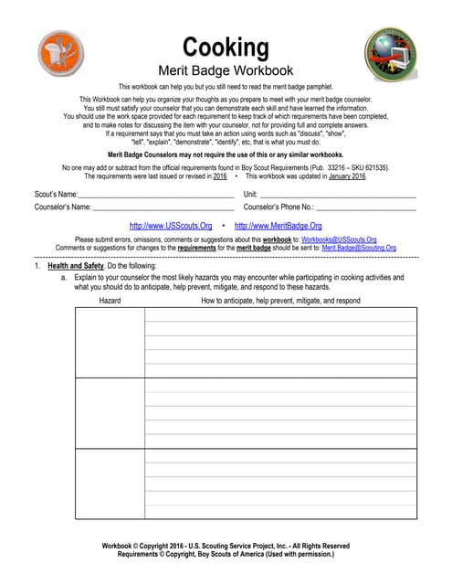 cooking merit badge worksheet answers
