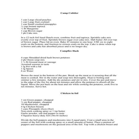 Cooking   camping recipes