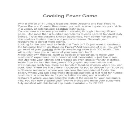 Cooking fever game
