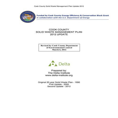2012 Cook County Solid Waste Plan, as approved by the Cook County Board