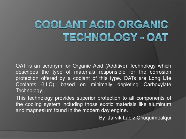 Coolant acid organic technology oat