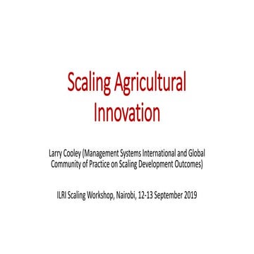 Scaling agricultural innovation