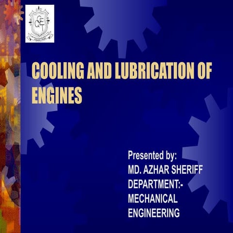 Cooling and Lubrication of Engines