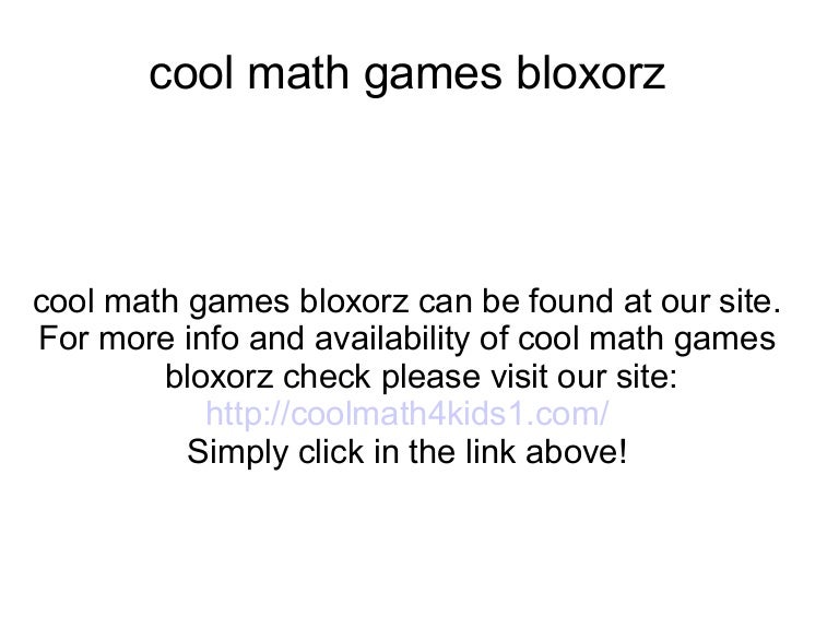 Cool Math Games Bloxorz