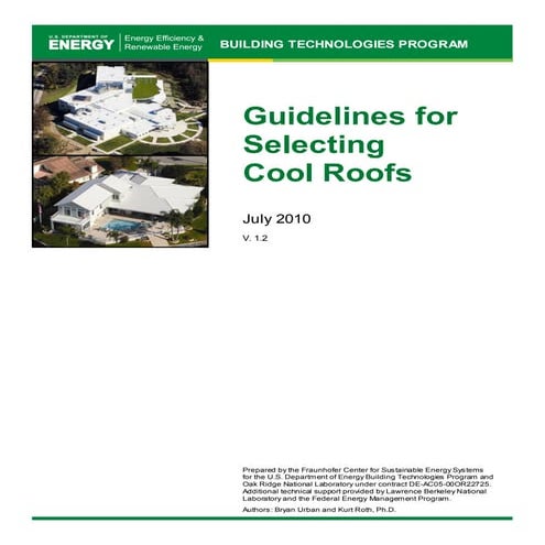Guidelines for Selecting Cool Roofs