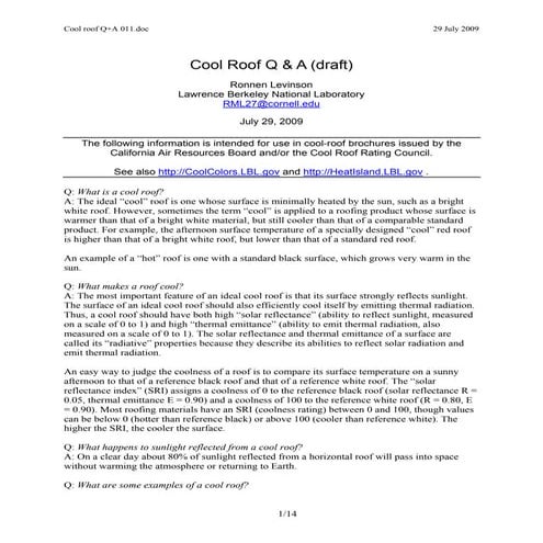 Cool Roof Questions and Answers