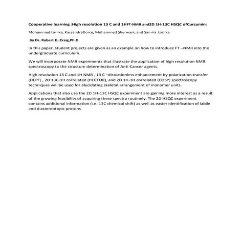 Cooperative learning of nmr in anticancer agents