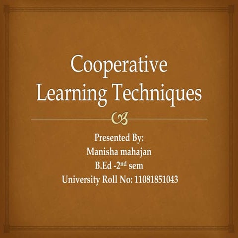 Cooperative learning techniques