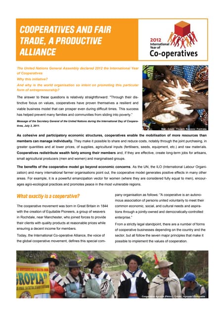 Cooperatives and fair trade, a productive alliance