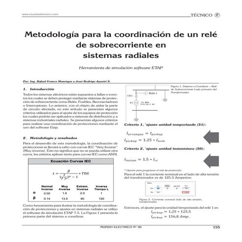 Coordinacion de protecciones rele de sobrecorriente en configuracion radial etap