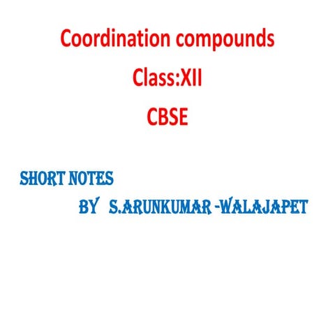 Coordination chemistry