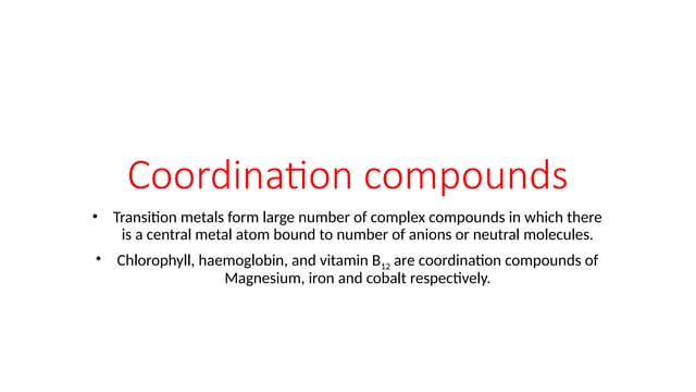 Nomenclature Part 1 Coordination Compounds Pptx