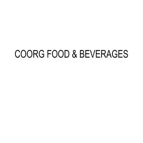 Coorg foods and beverages (Karnataka)