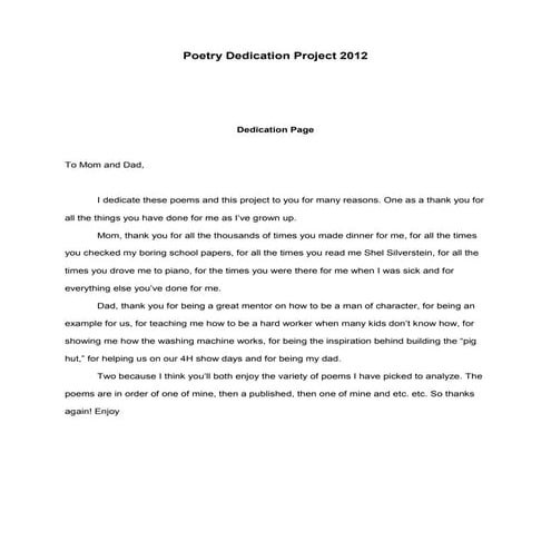 Poetry Dedication Project