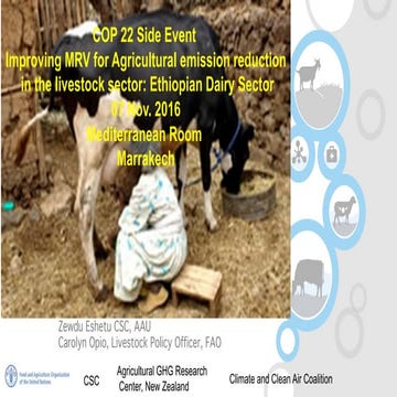 COP 22 Side Event: Improving MRV for agricultural emission reductions in the ...