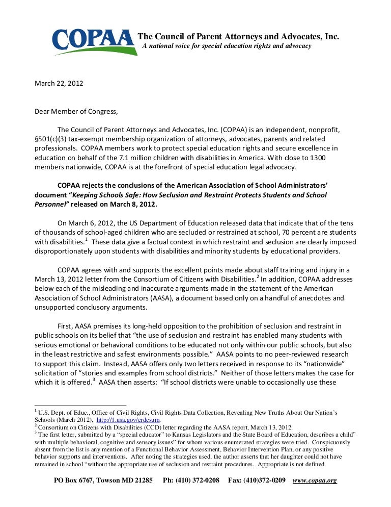 Would Special Education Rights Be Safe >> Copaa S Response To Would Special Education Rights Be Safe >> Copaa S Response To