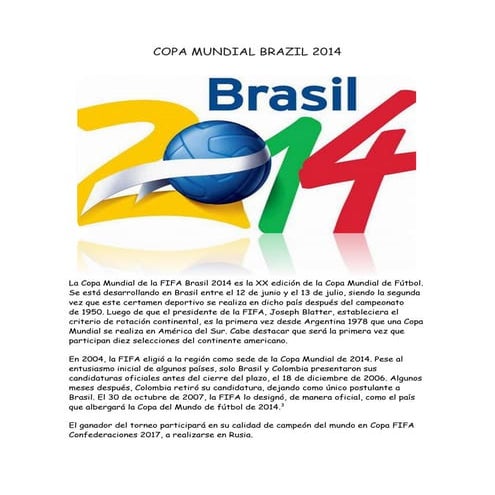 Guía – Copa Mundial de la FIFA Brasil 2014. | PDF