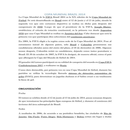 Guía – Copa Mundial de la FIFA Brasil 2014. | PDF