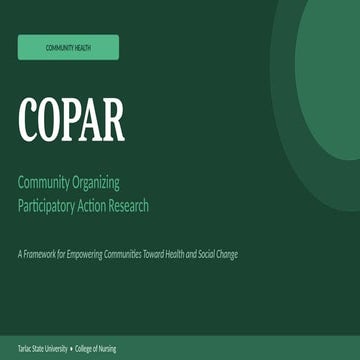 COMMUNITY ORGANIZING-PARTICIPATORY ACTION RESEARCH PROCESS | PPTX