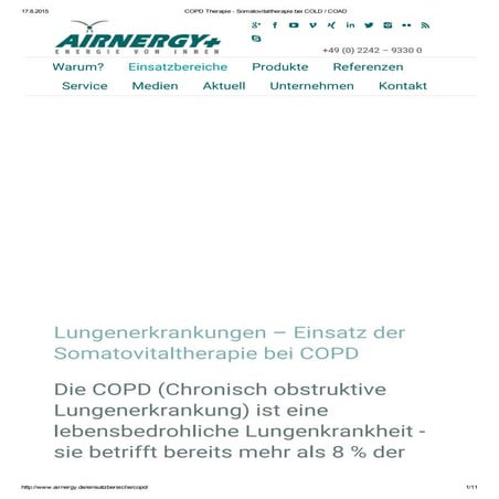 Lungenerkrankungen – Einsatz der Somatovitaltherapie bei COPD