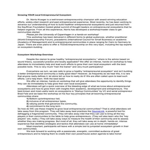 Copenhagen ecosystem workshop