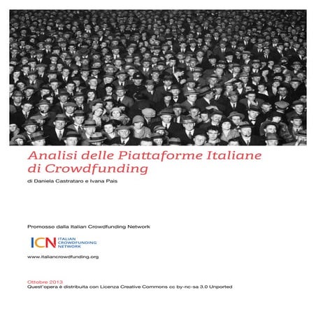 Analisi delle piattaforme italiane di crowdfunding - Ottobre 2013 | PDF
