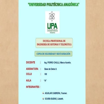 COPIA DE SEGURIDAD Y RESTAURACIÓN.