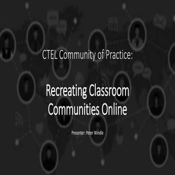 Recreating Classroom Communities Online
