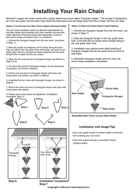 Monarch rain chains copper lilly-rain-chain-installation-instructions | PDF