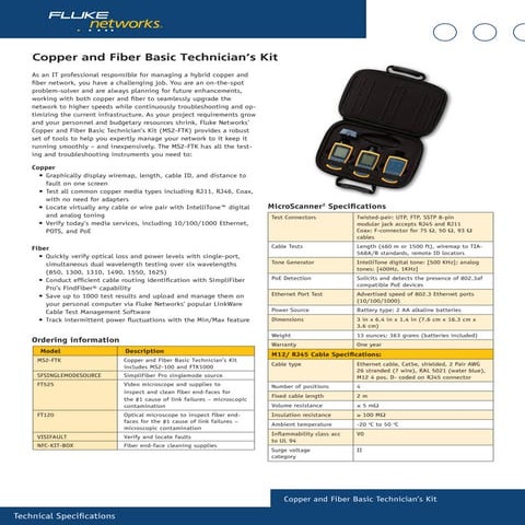 Copper and Fiber Basic Technician’s Kit | PDF