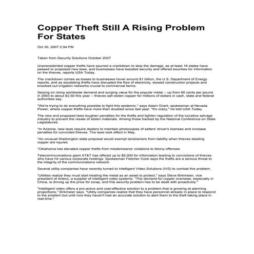 Cea copper theft | PDF