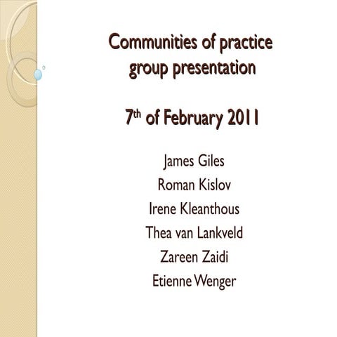 Communities of Practice overview