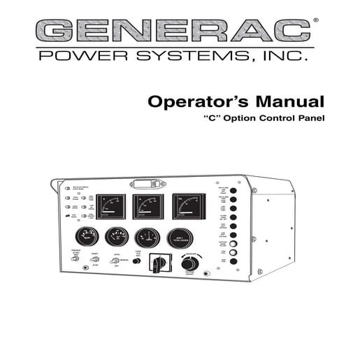 C option control panel   operator's manual   Generac