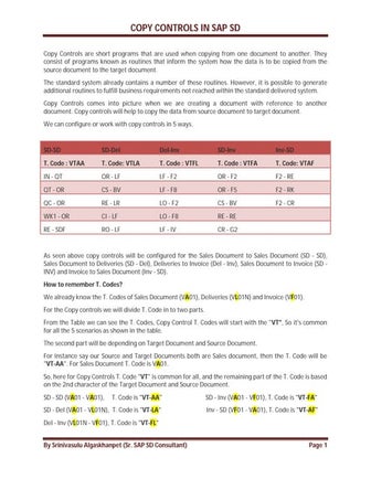 SAP SD Copy Controls
