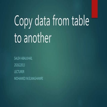 Copy data from table to another