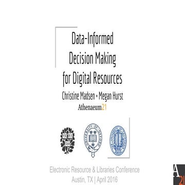 Data-Informed Decision Making for Libraries - Athenaeum21