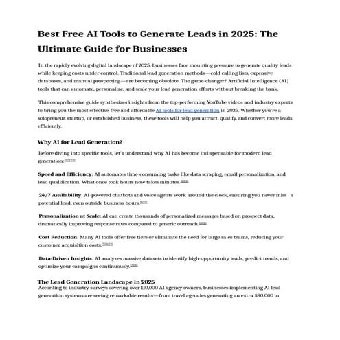AI Agents for Smarter Lead Generation in 2025 | PDF