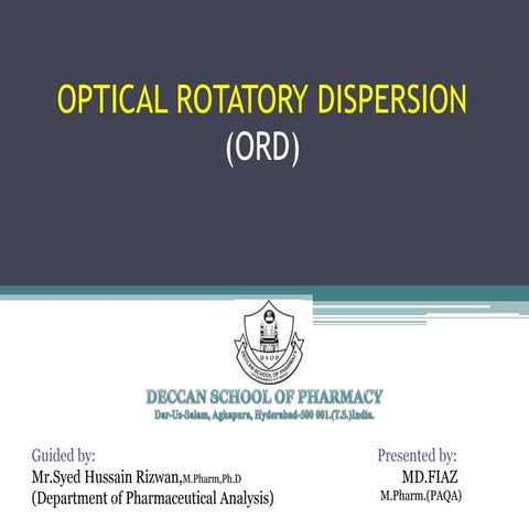 Optical Rotatory dispersion