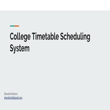 College Timetable Scheduling System
